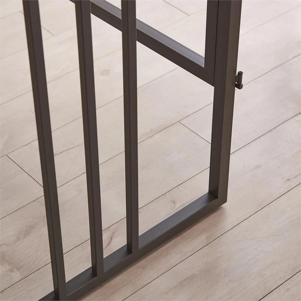 White Oak Gunmetal Slatted Desk Q646