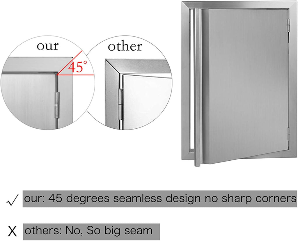 Single BBQ Access Door 304 Stainless 17 W x 24 H W9006