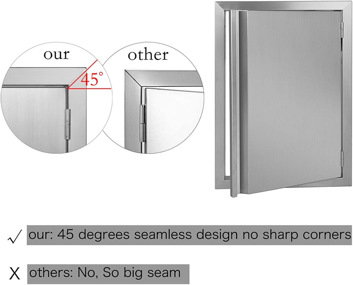 Single BBQ Access Door 304 Stainless 17 W x 24 H W9006
