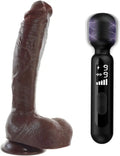 10.4inch Realistic Big Dildo + Electric Shock Wand Vibrator F468831
