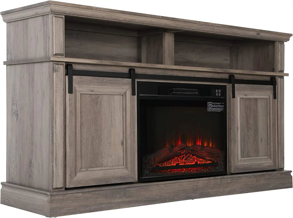 58 TV Stand with Electric Fireplace, Gray M30746