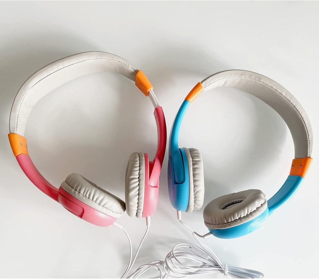 Blue Pink Wired Headphones with Microphone A35882