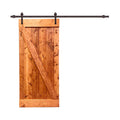 24 in. x 84 in. Red Walnut Stained Solid Knotty Pine Wood Interior Sliding Barn Door with Hardware Kit M95203