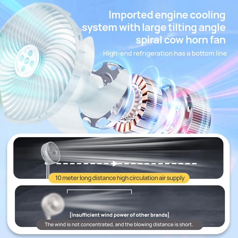 8 inch Portable Rechargeable Oscillating Fan White N5729