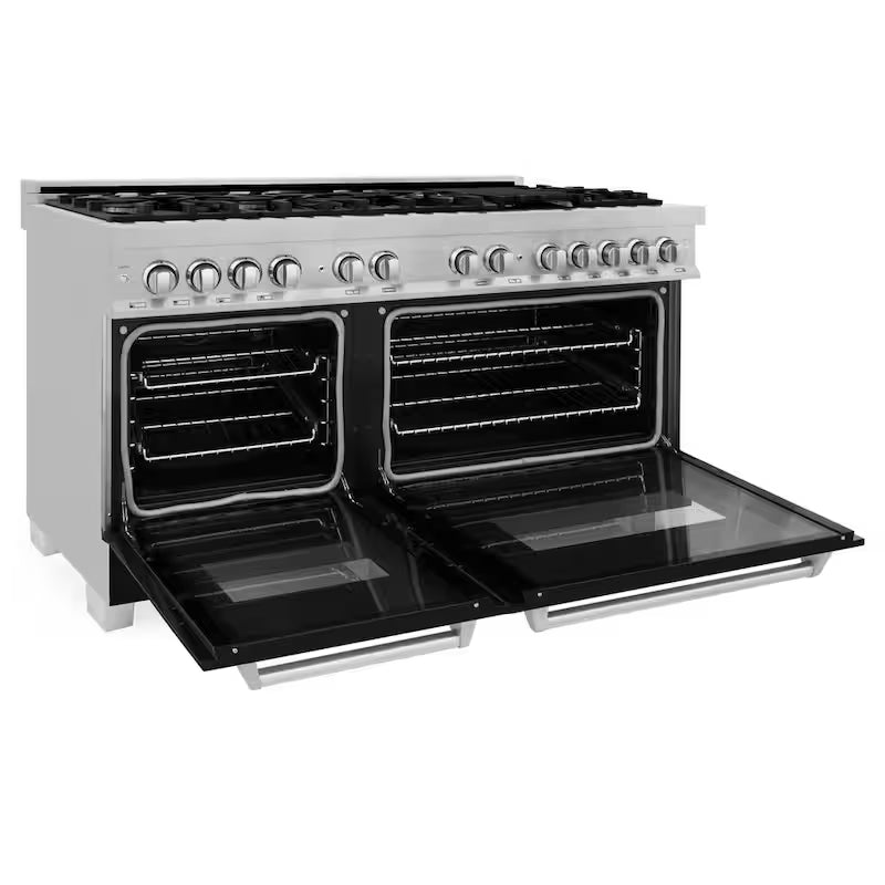 9 Burner Double Oven Dual Fuel Range with Black Matte Door L707