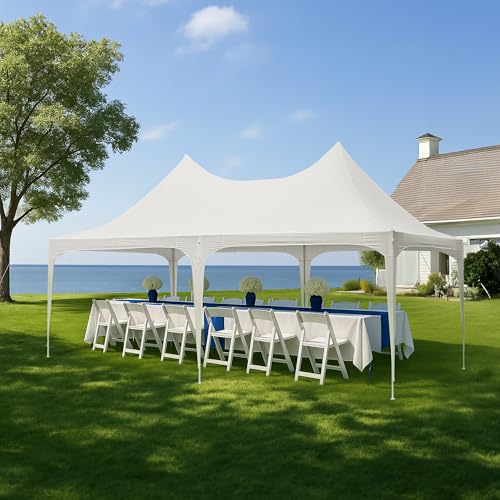 White 26x19ft Heavy Duty Canopy Tent with 8 Removable Sidewalls L32557