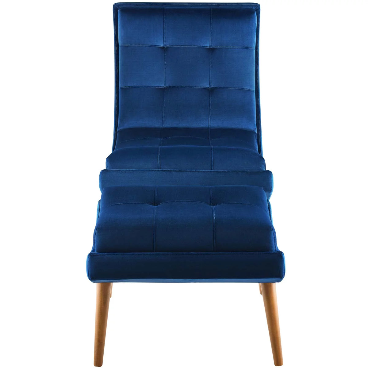 Navy Velvet Lounge Chair and Ottoman Set Z104456
