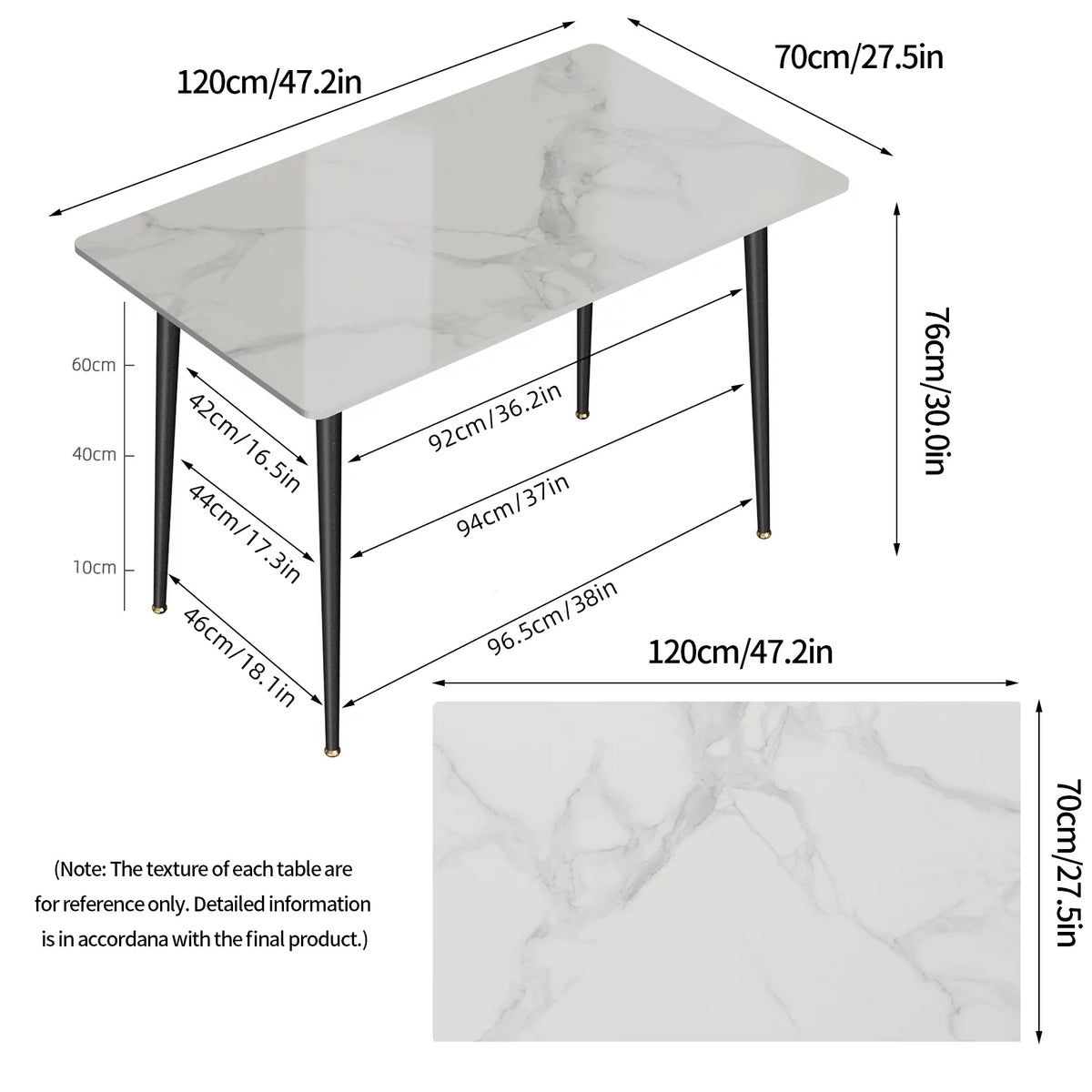 Sintered Stone Dining Table with Metal Legs M772786