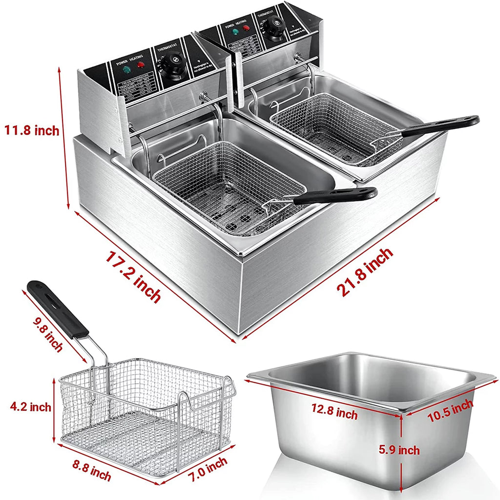 3400W Deep Fryer with Dual Baskets 6L Tank W27572