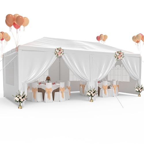 10'x30' White Party Tent with 8 Removable Sidewalls V4201
