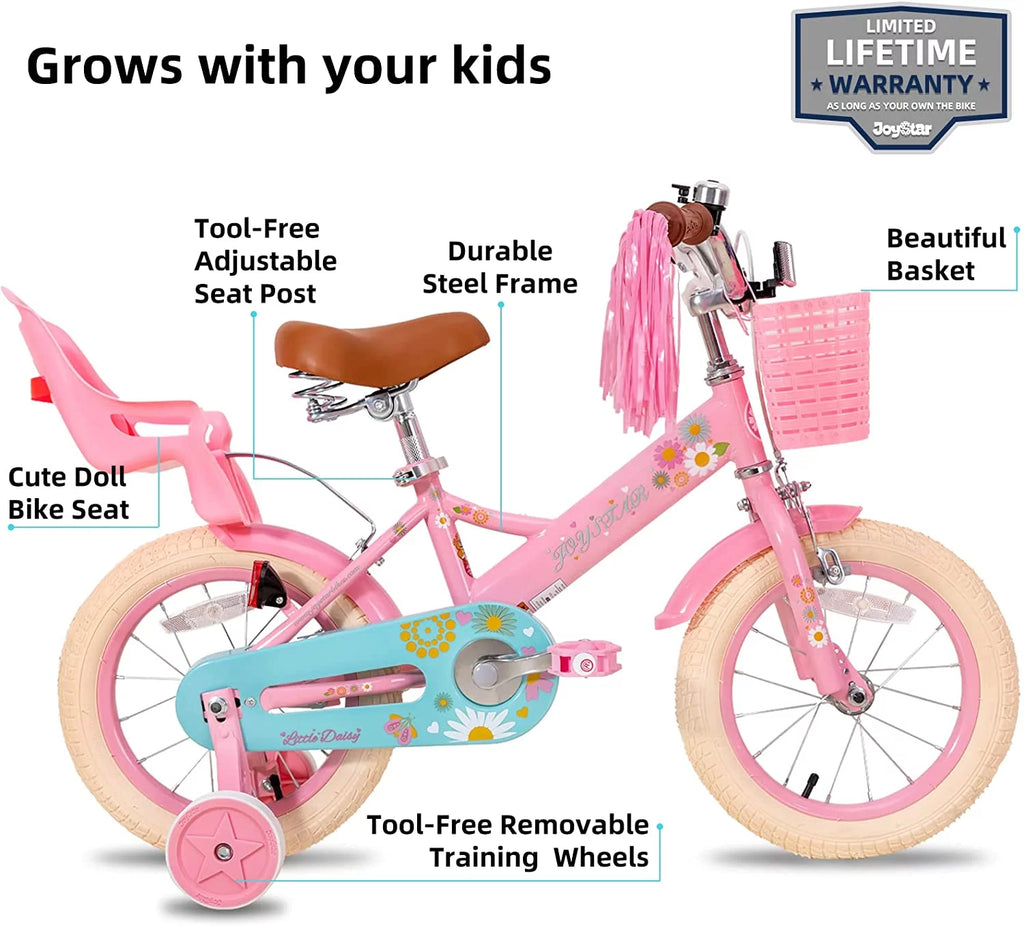 16 Inch Kids Bike with Training Wheels and Basket White E146