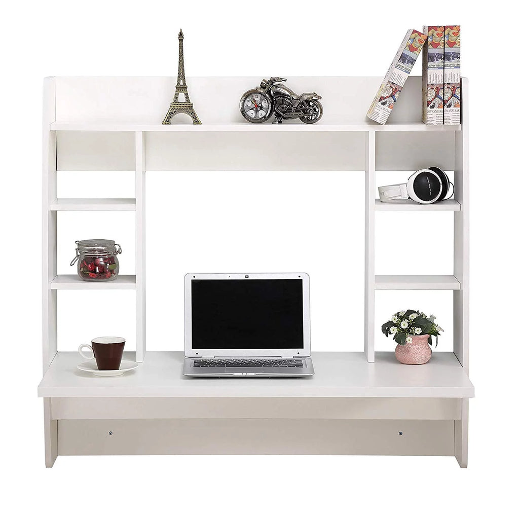 White Wall Mounted Computer Desk with Storage Shelf X963