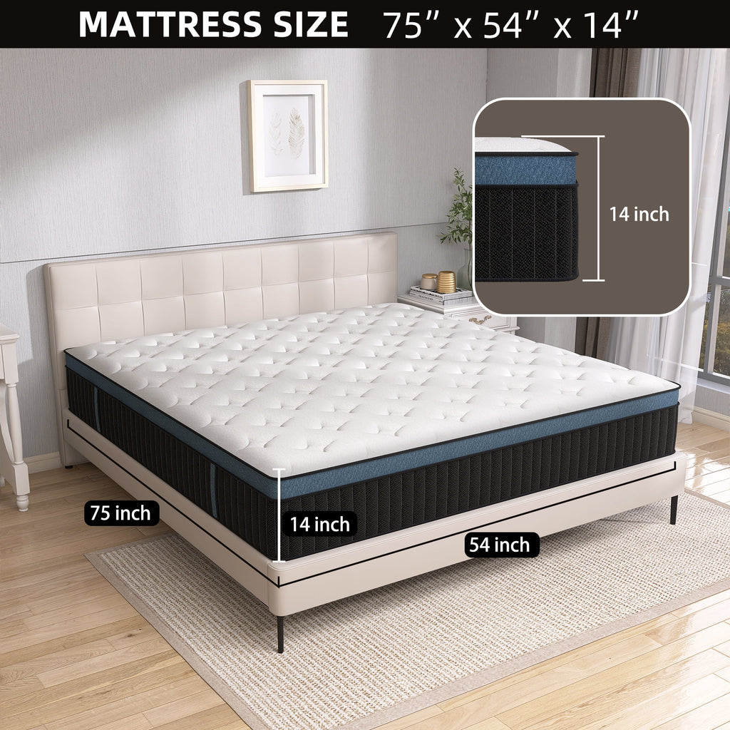 14 inch Full Hybrid Mattress with Gel Memory Foam D44590