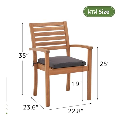 Stackable Acacia Wood Patio Dining Chairs Set of 4 with Cushion H462083