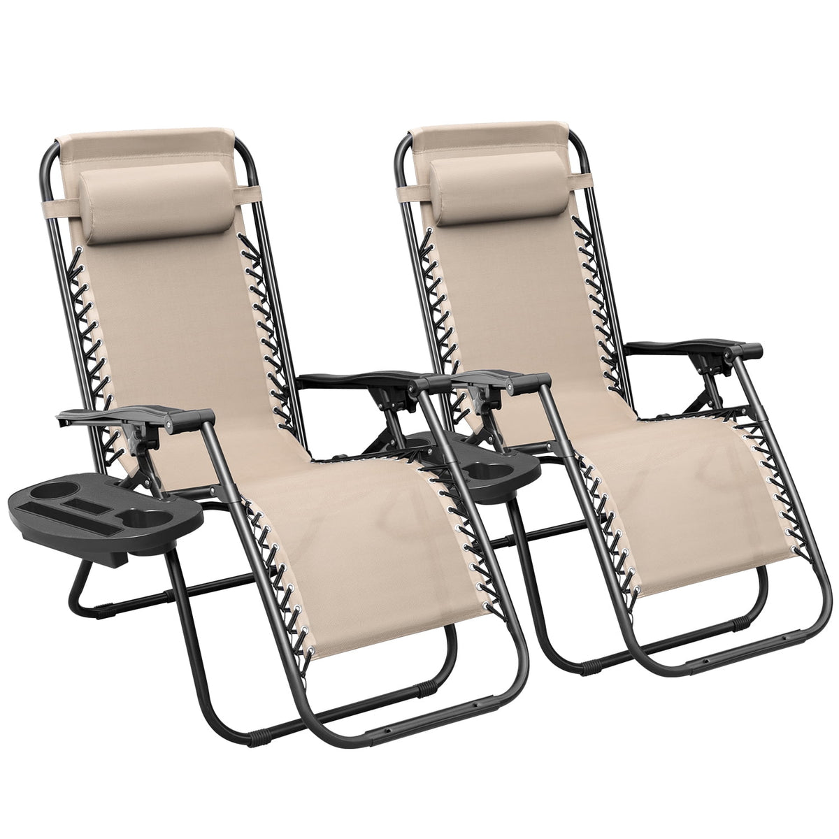 Beige Zero Gravity Foldable Lounge Chair Pack of 2 E800336
