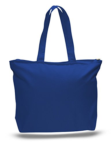 6 Pack Large Canvas Tote Bag with Zippered Closure M76167