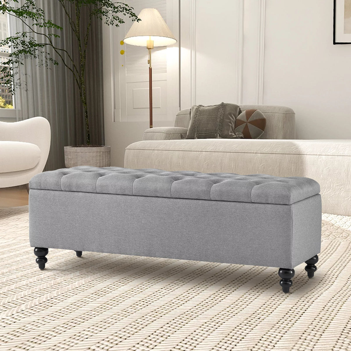 50.2 Inches Upholstered Storage Ottoman Bench X347
