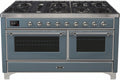 60 Dual Fuel Natural Gas Range Blue Grey Chrome Trim V720