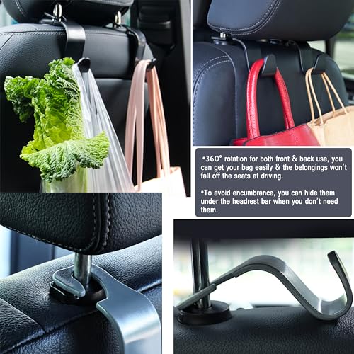 Car Seat Headrest Hook 4 Pack Storage Organizer Black I255823
