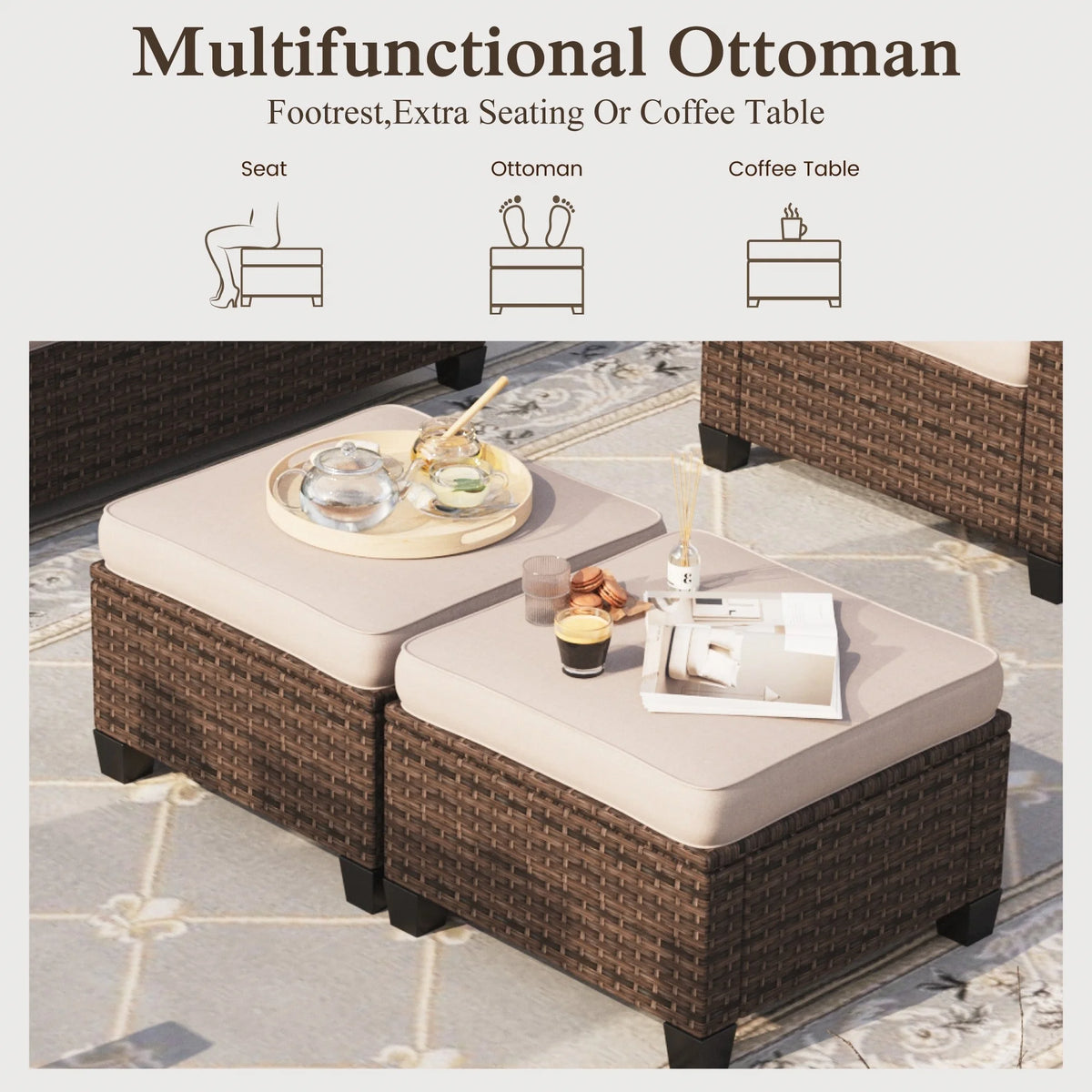 7-seat Wicker Patio Conversation Set O62053