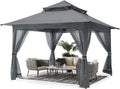 13'x13' Gray Pop up Gazebo Canopy with Mosquito Netting T229258