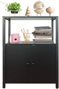 4-Tier Black Bookshelf with 2 Doors W6916