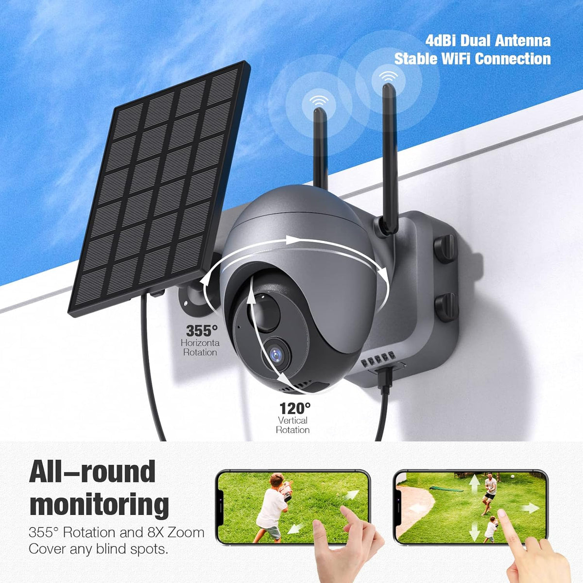 1080P Solar Powered Wireless Outdoor Security Camera with Night Vision G872