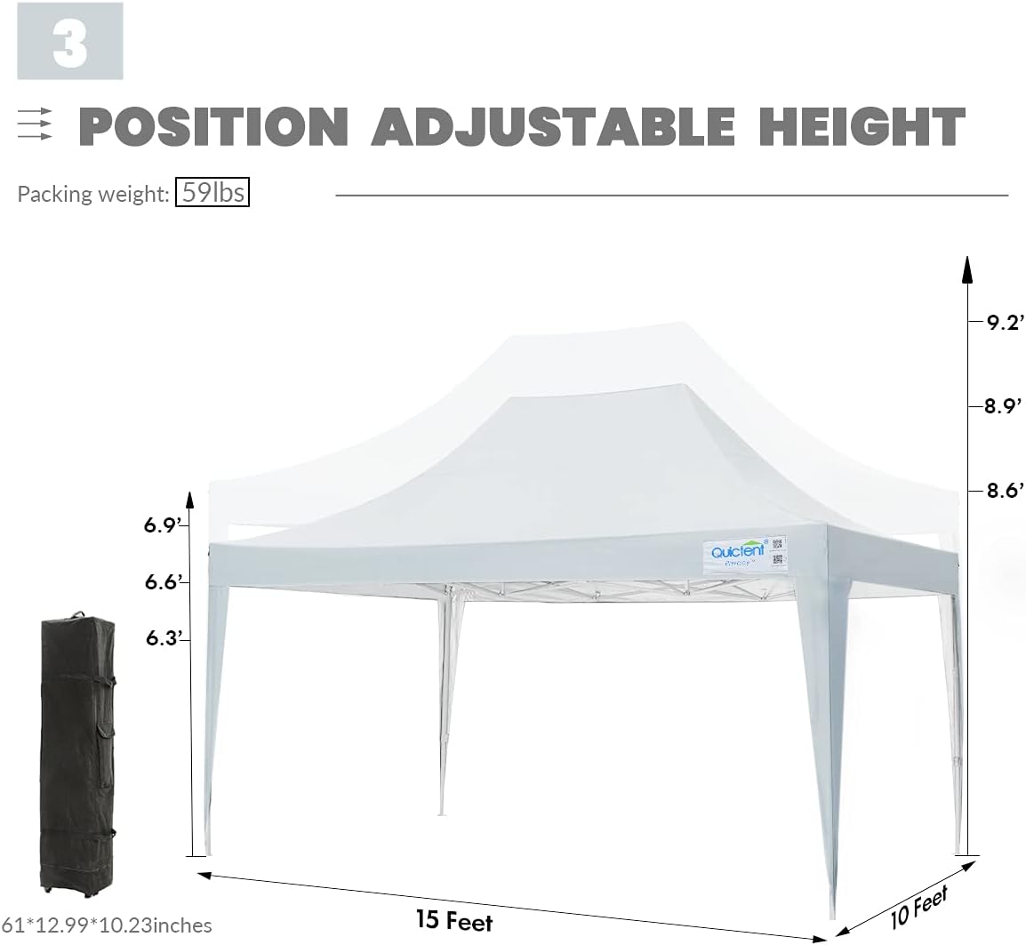 10x15 Pop Up Canopy Tent with Sidewalls and Wheeled Carry Bag Y34777