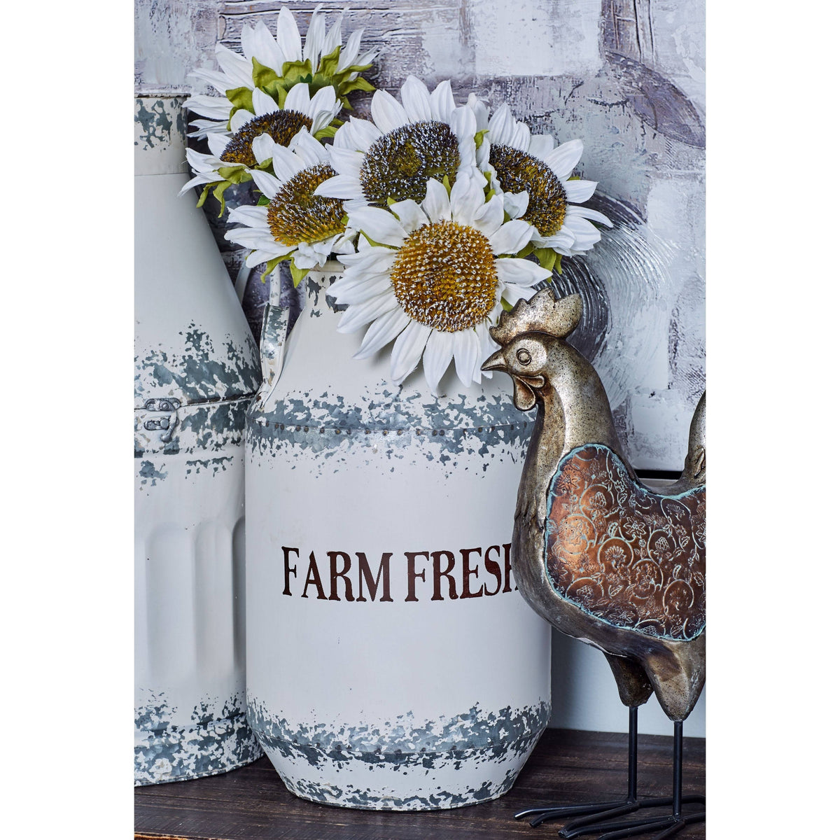 White Iron Decorative Milk Cans Set of 2 C3048