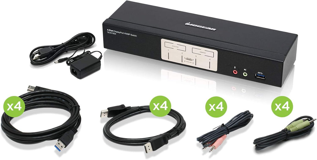 4-Port 4K DisplayPort KVMP Switch with Dual Video Out V6672