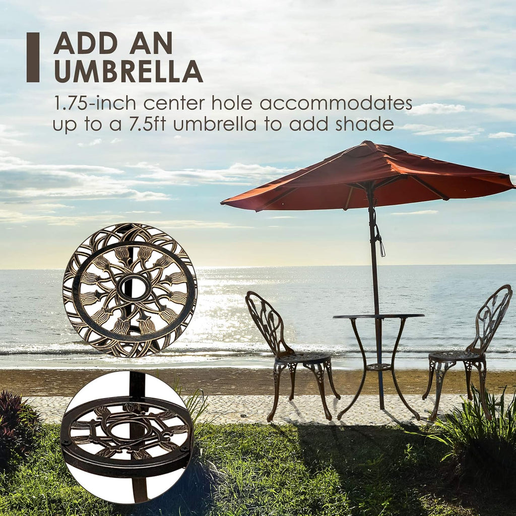 3 Piece Cast Aluminum Outdoor Table and Chairs Set X966