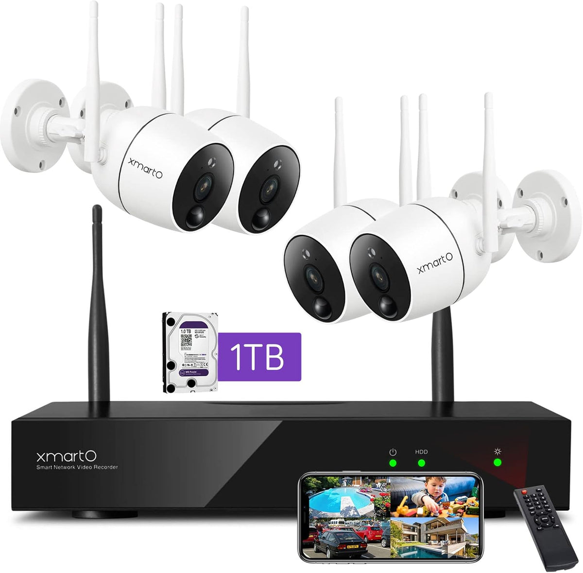 2K HD Wireless Security Camera System with Color Night Vision W1797