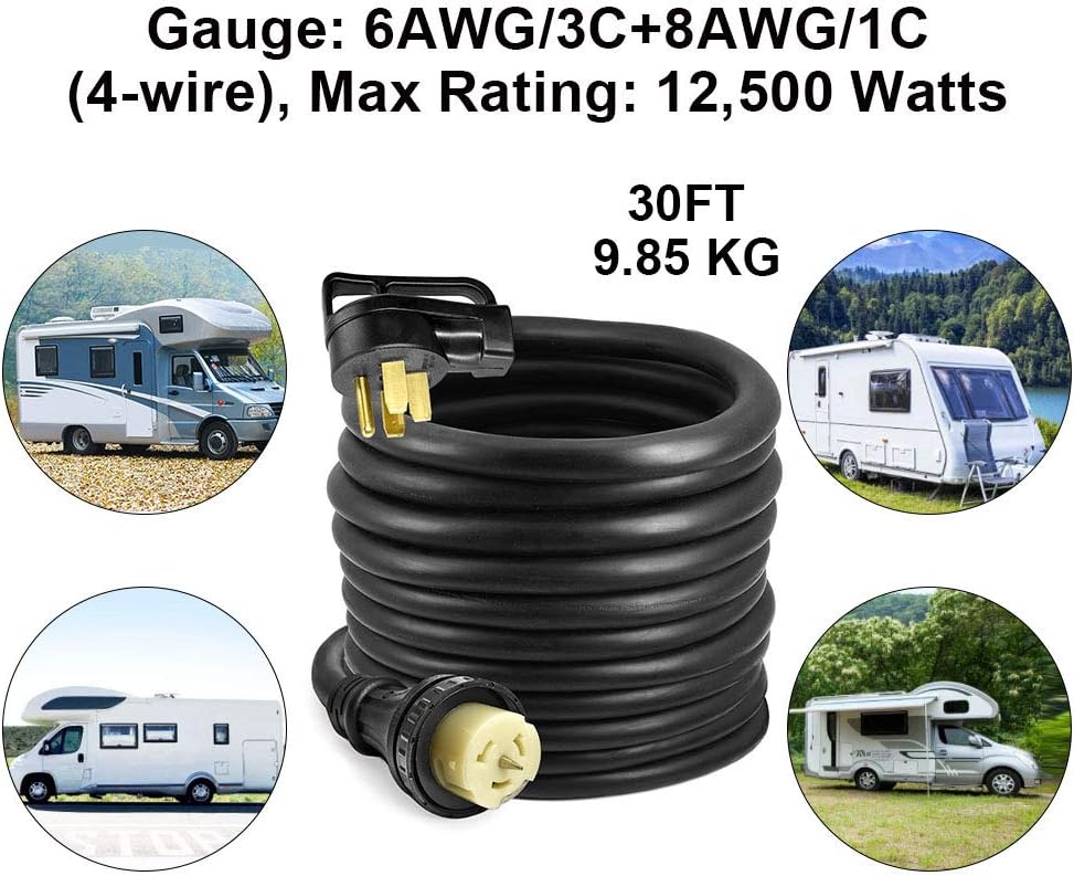 30FT 50A Heavy Duty RV Power Adapter Cable W537061