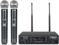 Wireless Microphone System, Dual Channel Cordless Mic Set with 2 Handhelds J47338