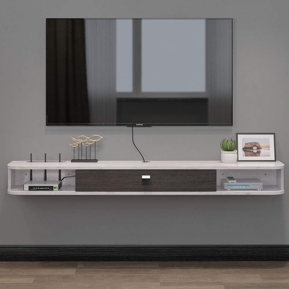 Wall-Mounted Floating TV Console with Door and Storage H128542