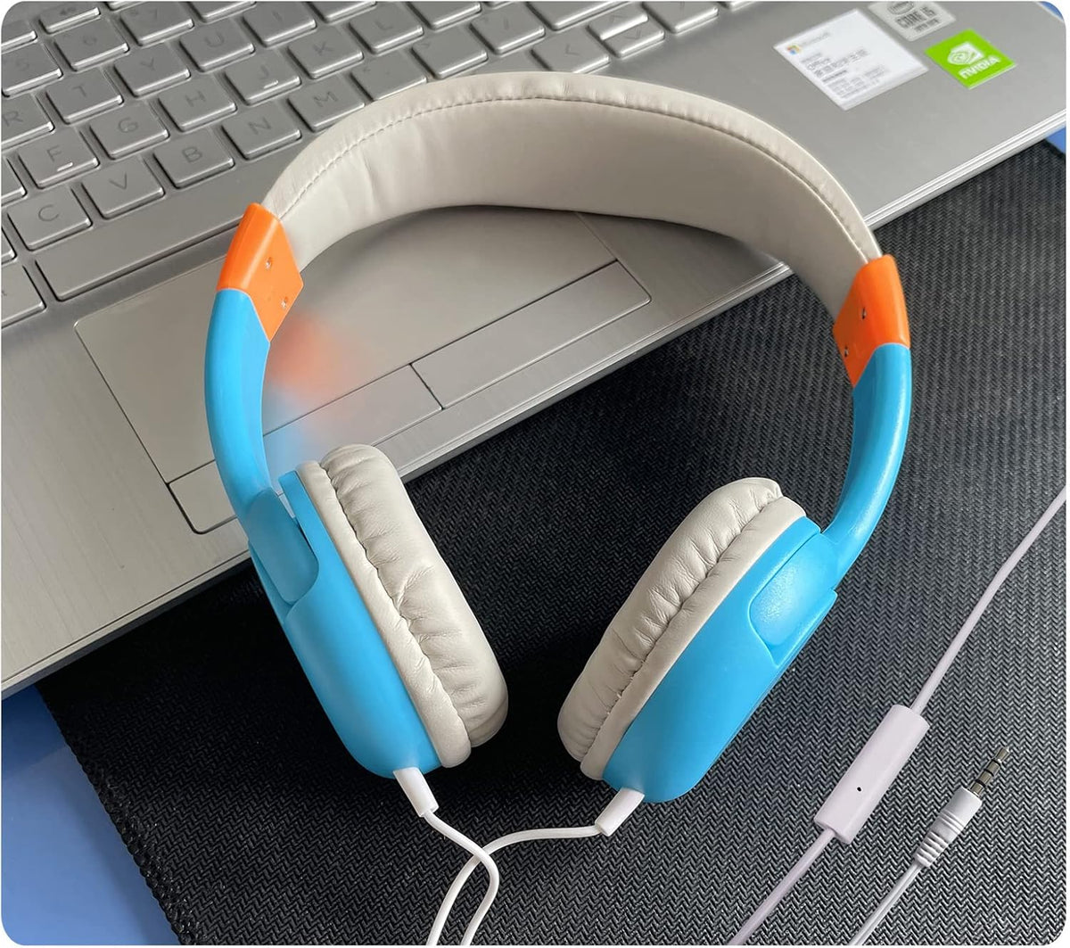 Blue Pink Wired Headphones with Microphone A35882