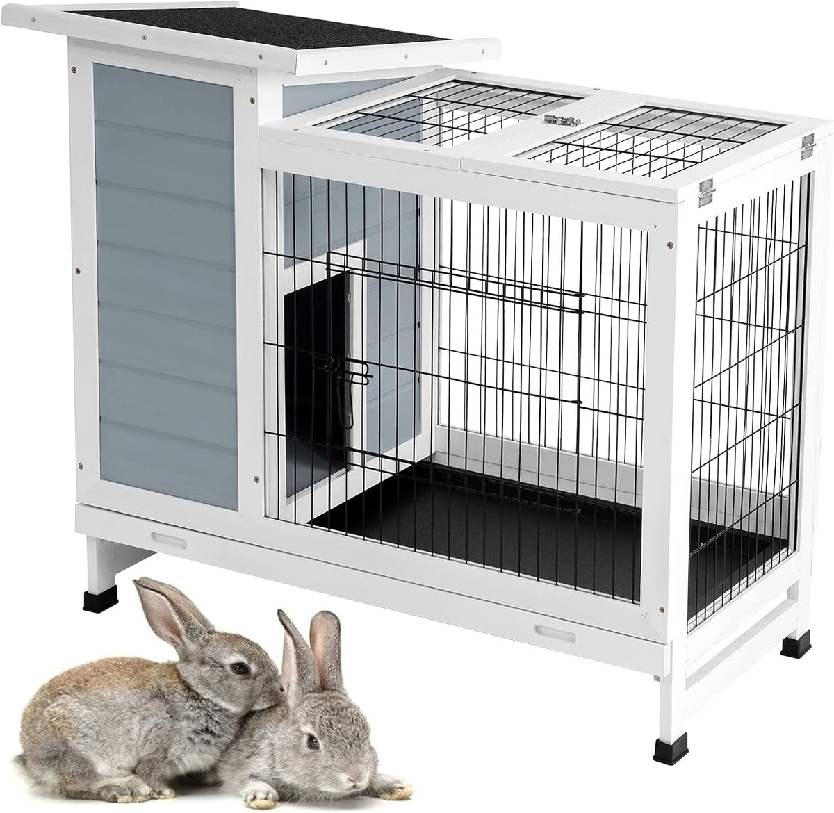 2 Story Rabbit Cage with Ventilation Door Removable Tray D1419