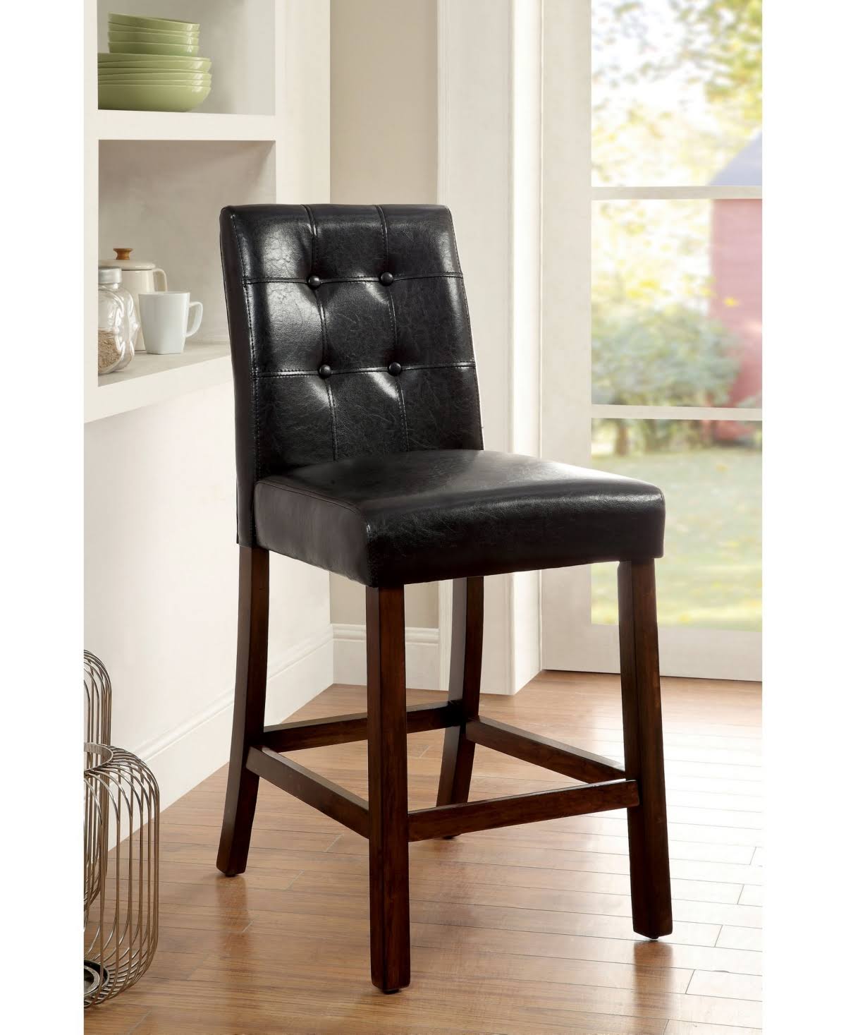 Upholstered Counter Stool Set of 2 Brown P57020