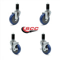 4 inch Blue Polyurethane Swivel Caster Set with Brake I929225