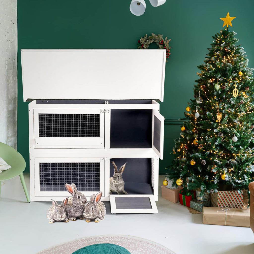2 Story Rabbit Cage with Ventilation Door Removable Tray D1419