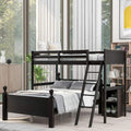 Twin Over Full Wood Loft Bunk Bed with Cabinet E53115