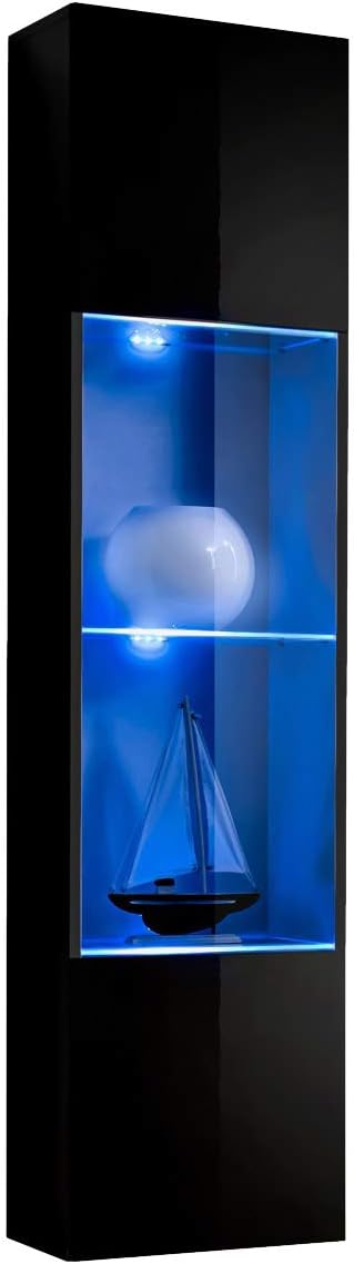 Black Modular Wall Mounted Floating Bookcase Cabinet N974590