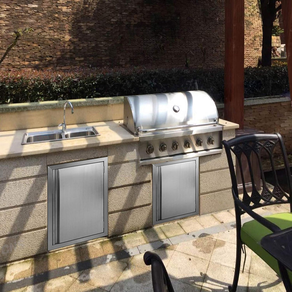 Single BBQ Access Door 304 Stainless 17 W x 24 H W9006