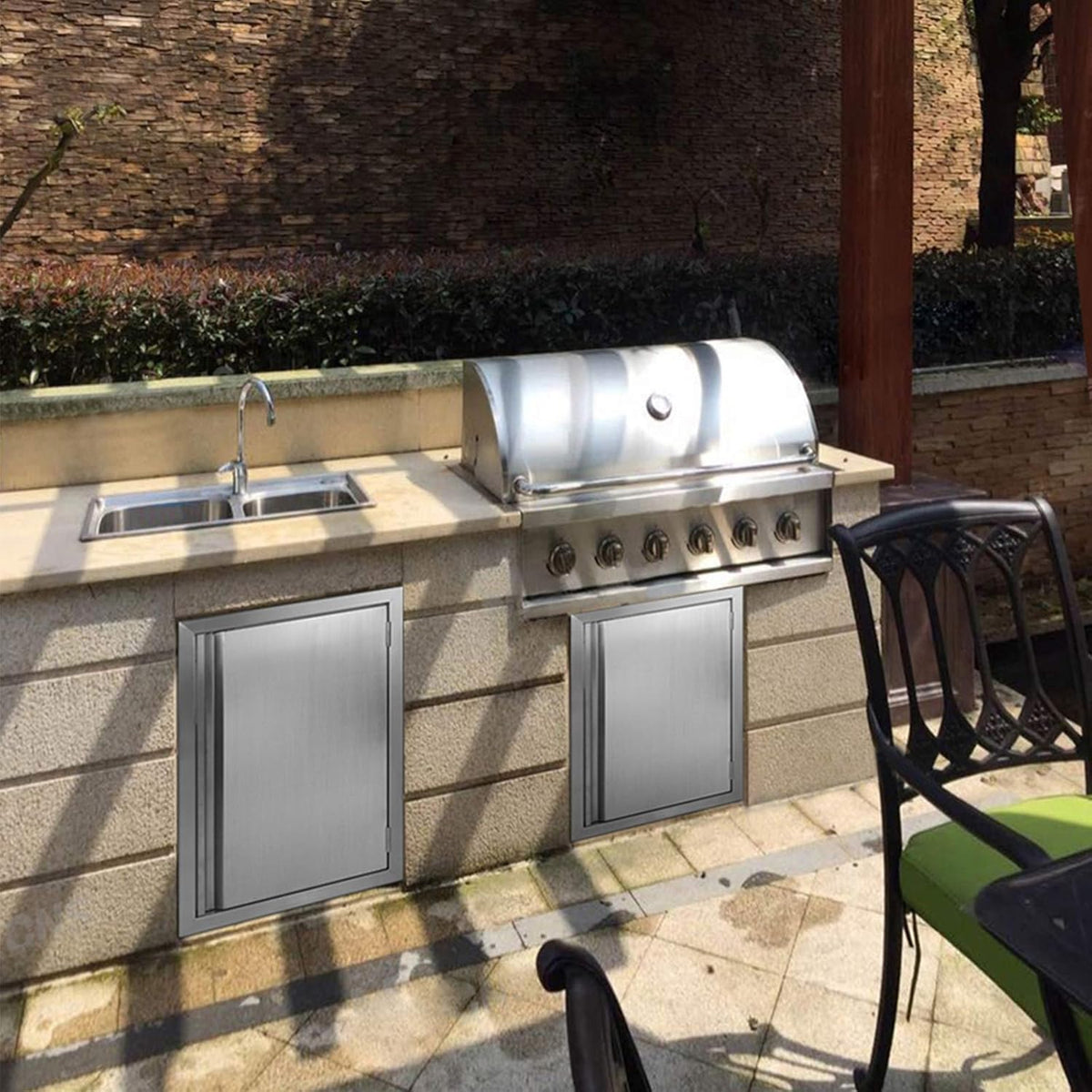 Single BBQ Access Door 304 Stainless 17 W x 24 H W9006