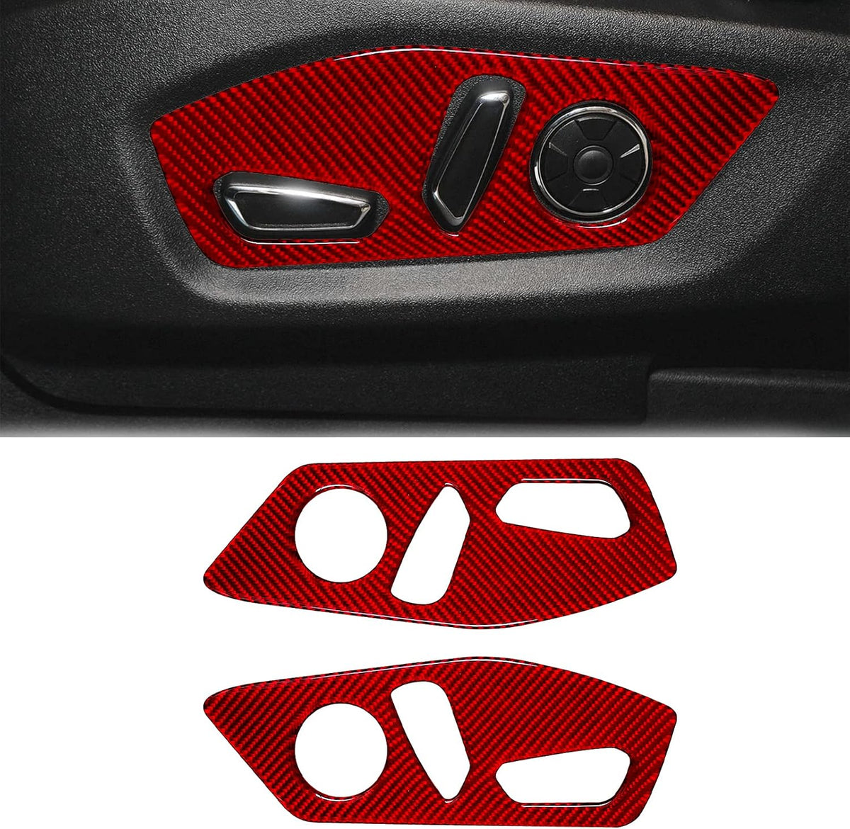 Carbon Fiber Car Seat Adjustment Button Panel Cover Trim Sticker N665