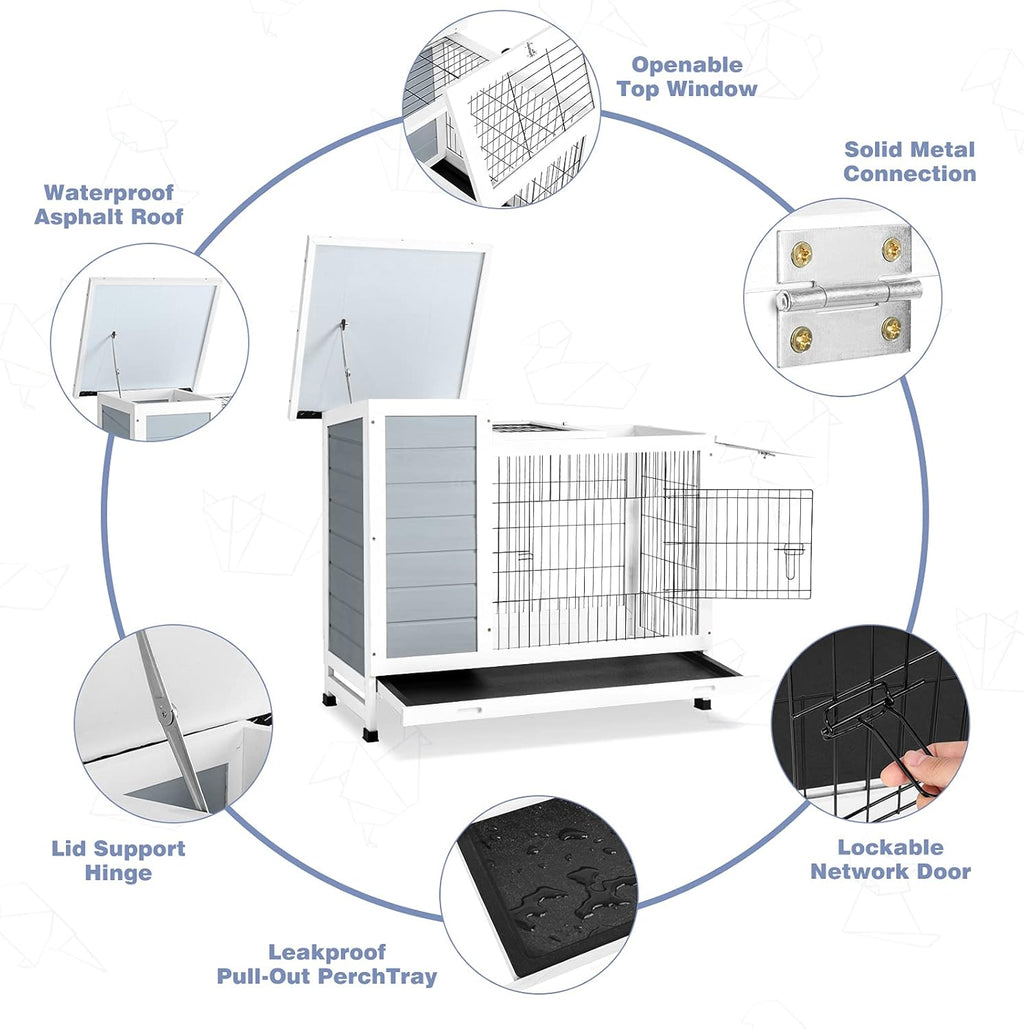 2 Story Rabbit Cage with Ventilation Door Removable Tray D1419