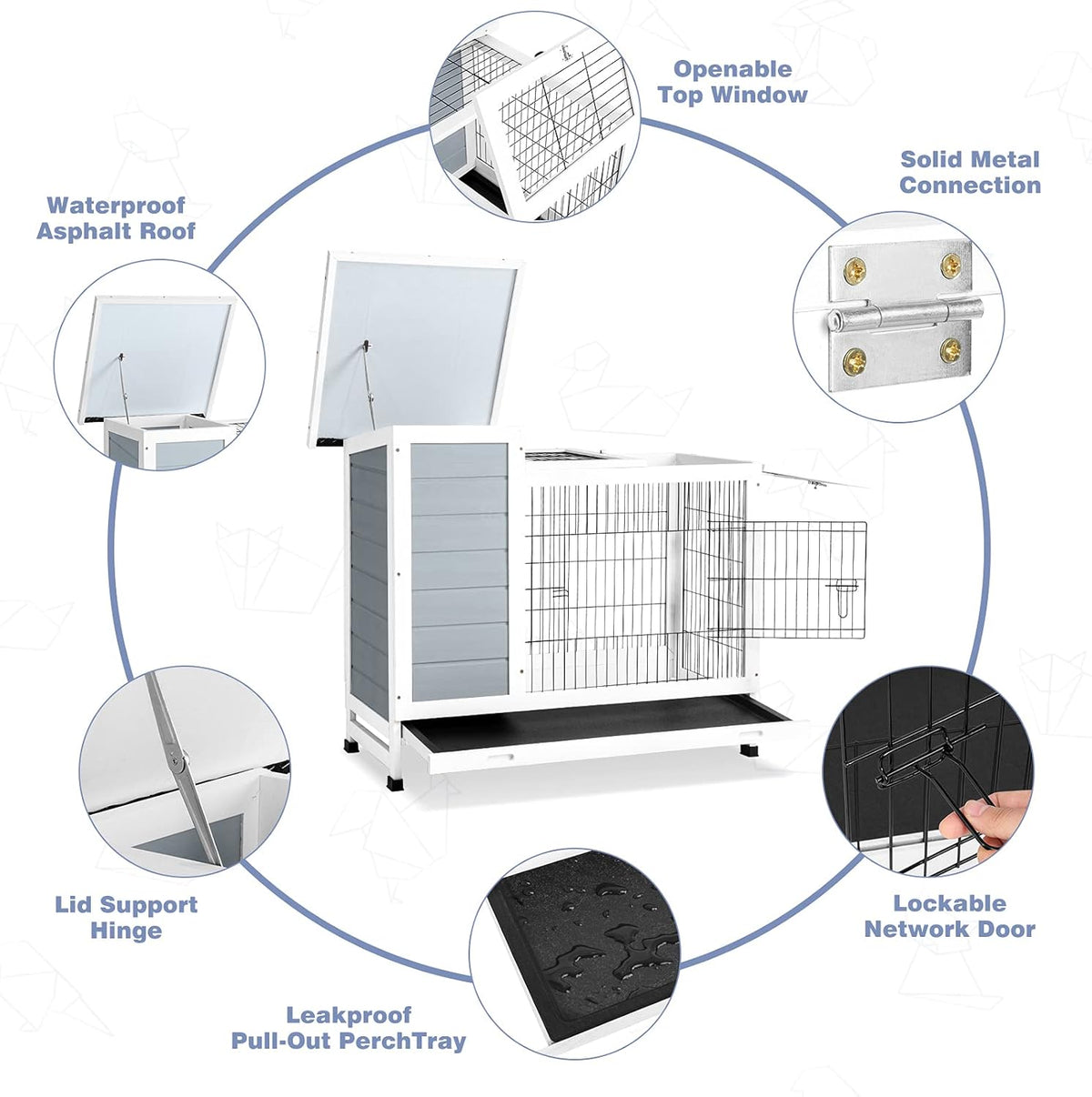 2 Story Rabbit Cage with Ventilation Door Removable Tray D1419