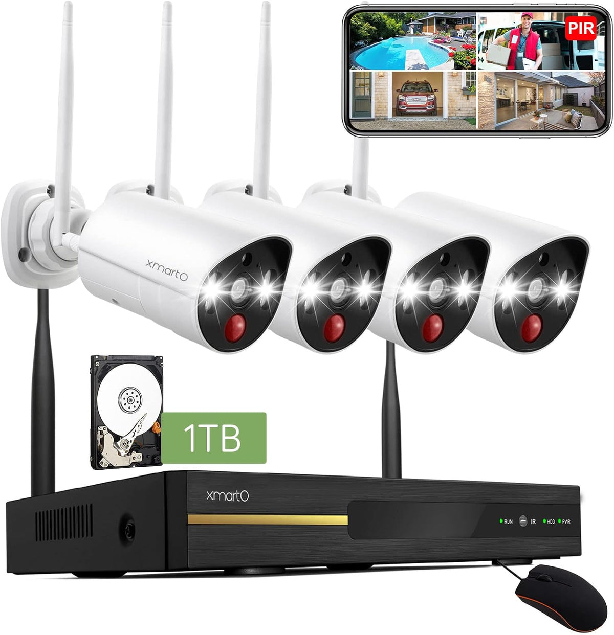 2K HD Wireless Security Camera System with Color Night Vision W1797