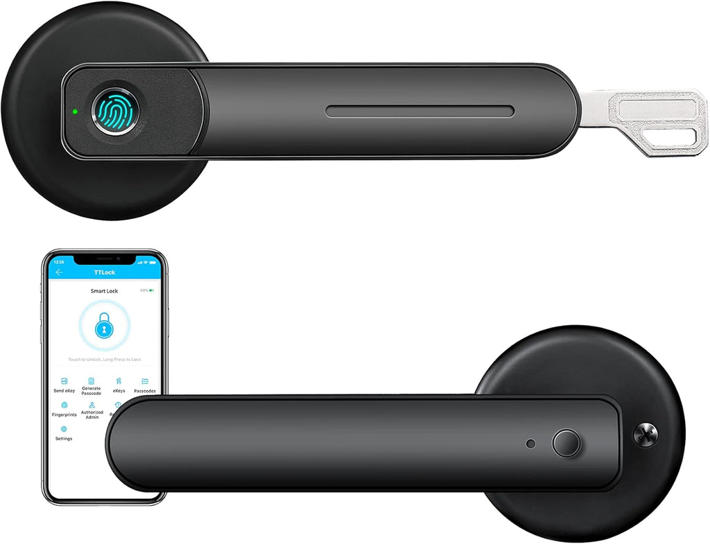 Fingerprint Keyless Entry Door Lock with App Code Key WiFi Black Pack of 2 B65740