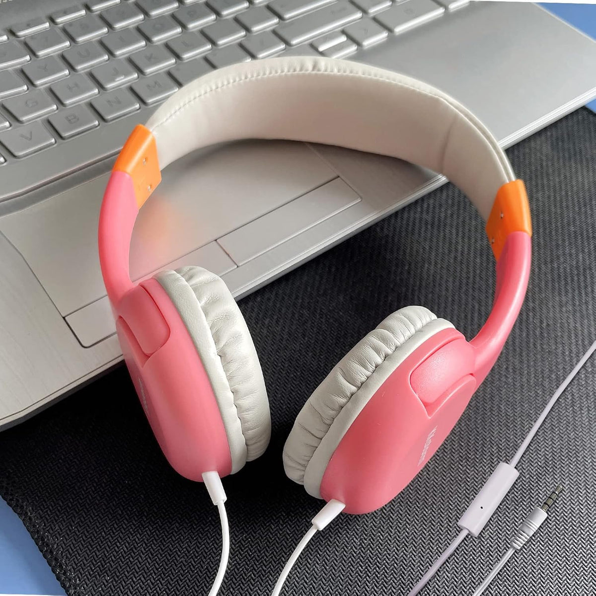 Blue Pink Wired Headphones with Microphone A35882